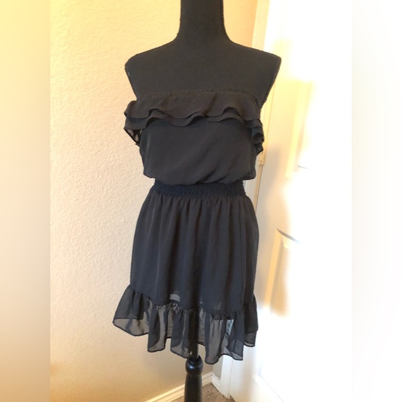 Black Ruffle Mini Dress - Picture 3 of 6
